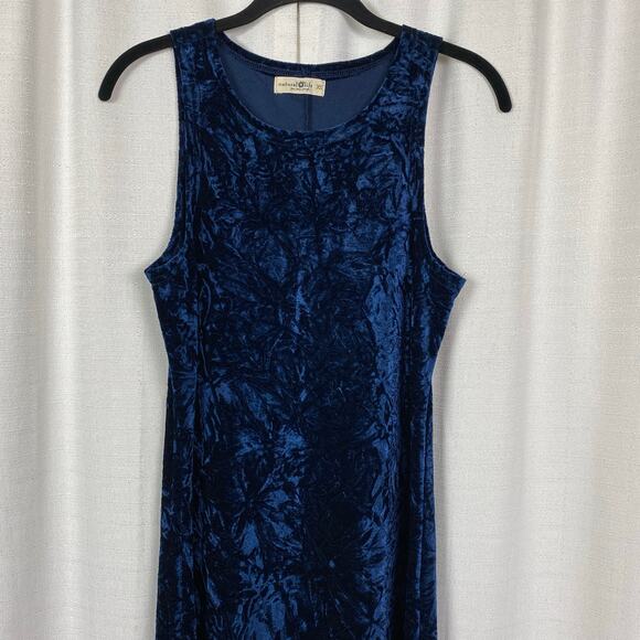 Natural Life Dark Blue Crushed Velvet Sleeveless Maxi Dress Sz.XS - Picture 6 of 14